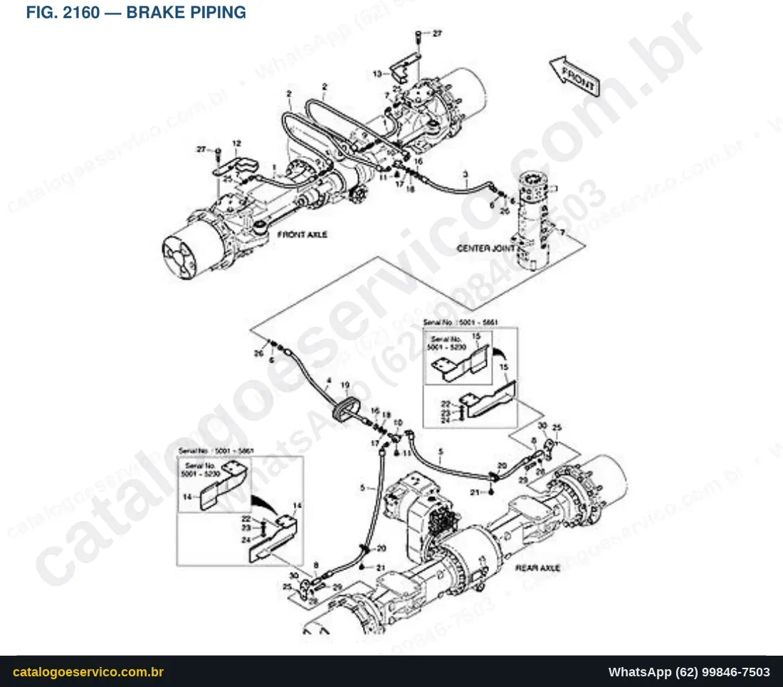 Vista explodida Brake Piping - Catálogo de Peças Doosan DX210W