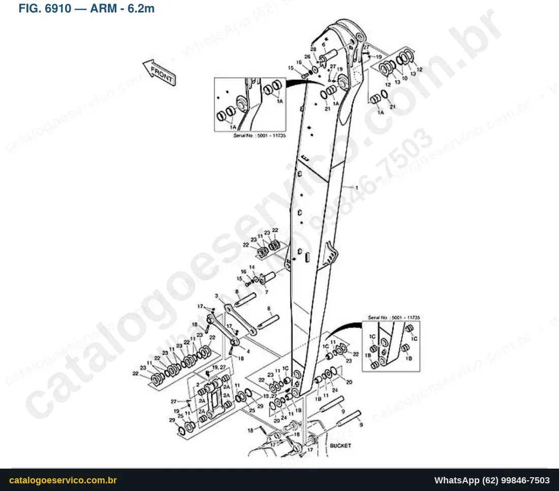 Vista explodida Arm - 6.2M - Catálogo de Peças Doosan DX220A