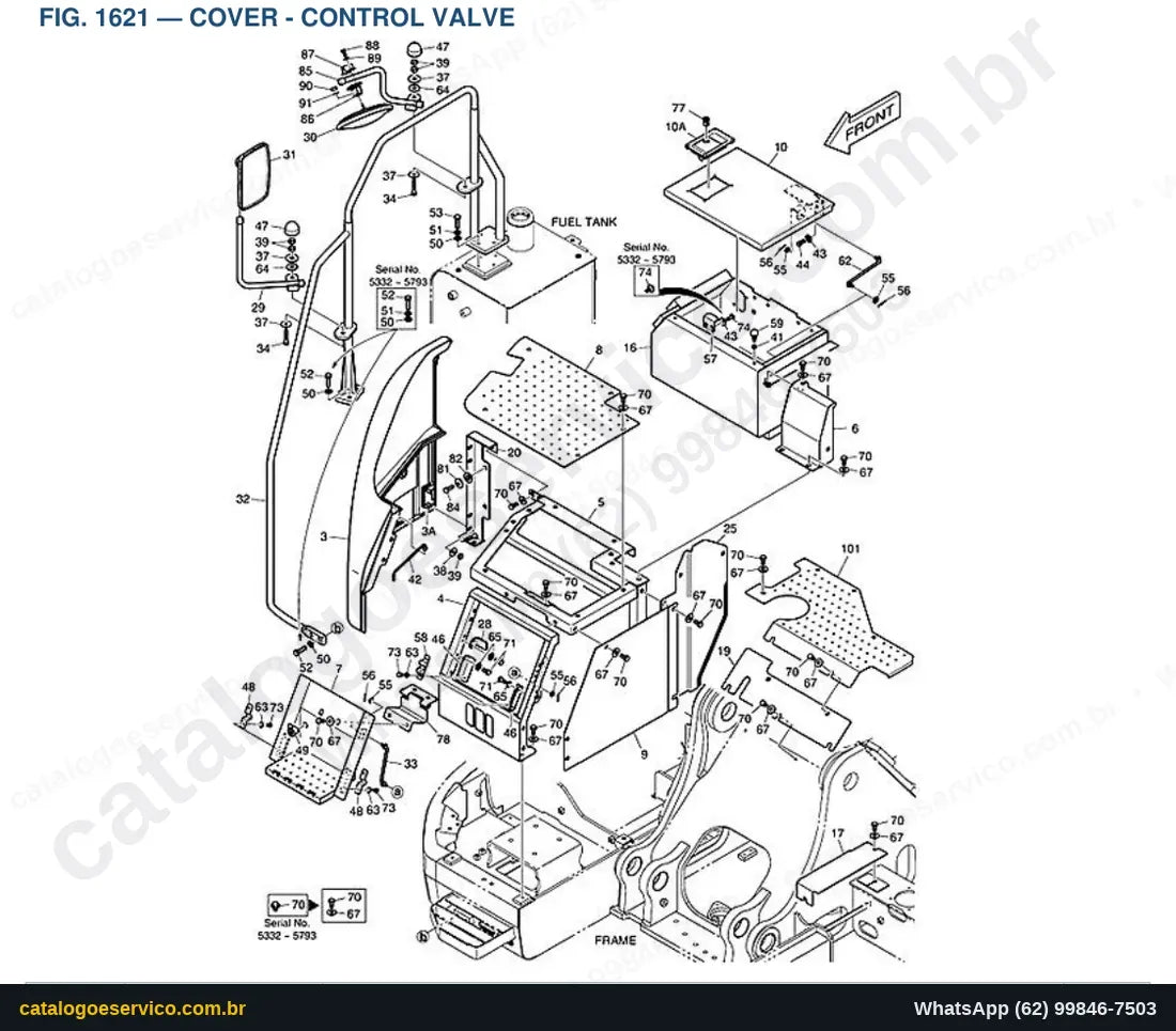 Vista explodida Cover - Control Valve - Catálogo de Peças Doosan DX235LCR