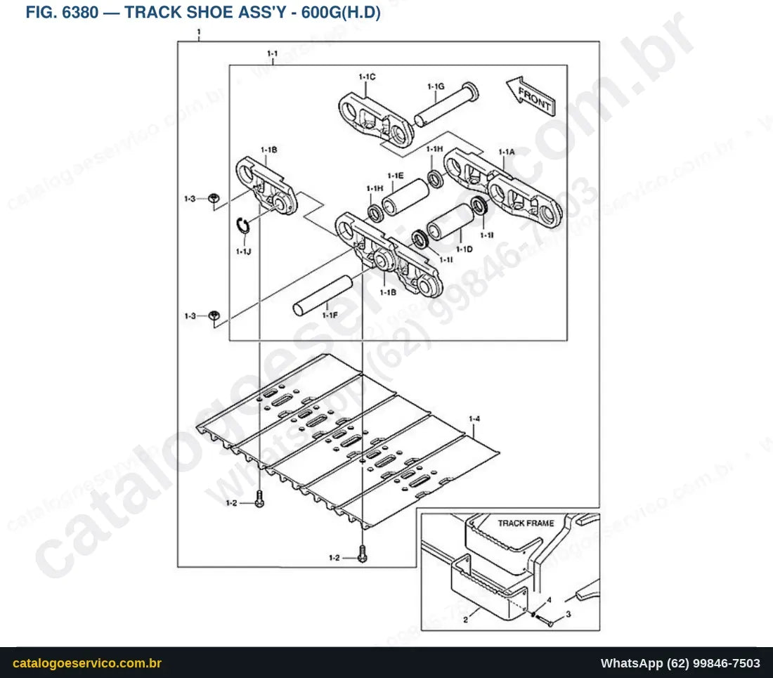 Vista explodida Track Shoe Ass'Y - 600G(H.D) - Catálogo de Peças Doosan DX235NLC