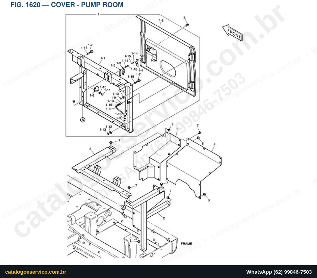 Vista explodida Cover - Pump Room - Catálogo de Peças Doosan DX255LC-3 (DI EXP)