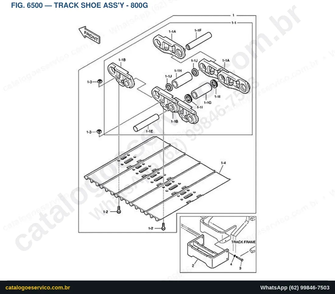 Vista explodida Track Shoe Ass'Y - 800G - Catálogo de Peças Doosan DX255LC-5