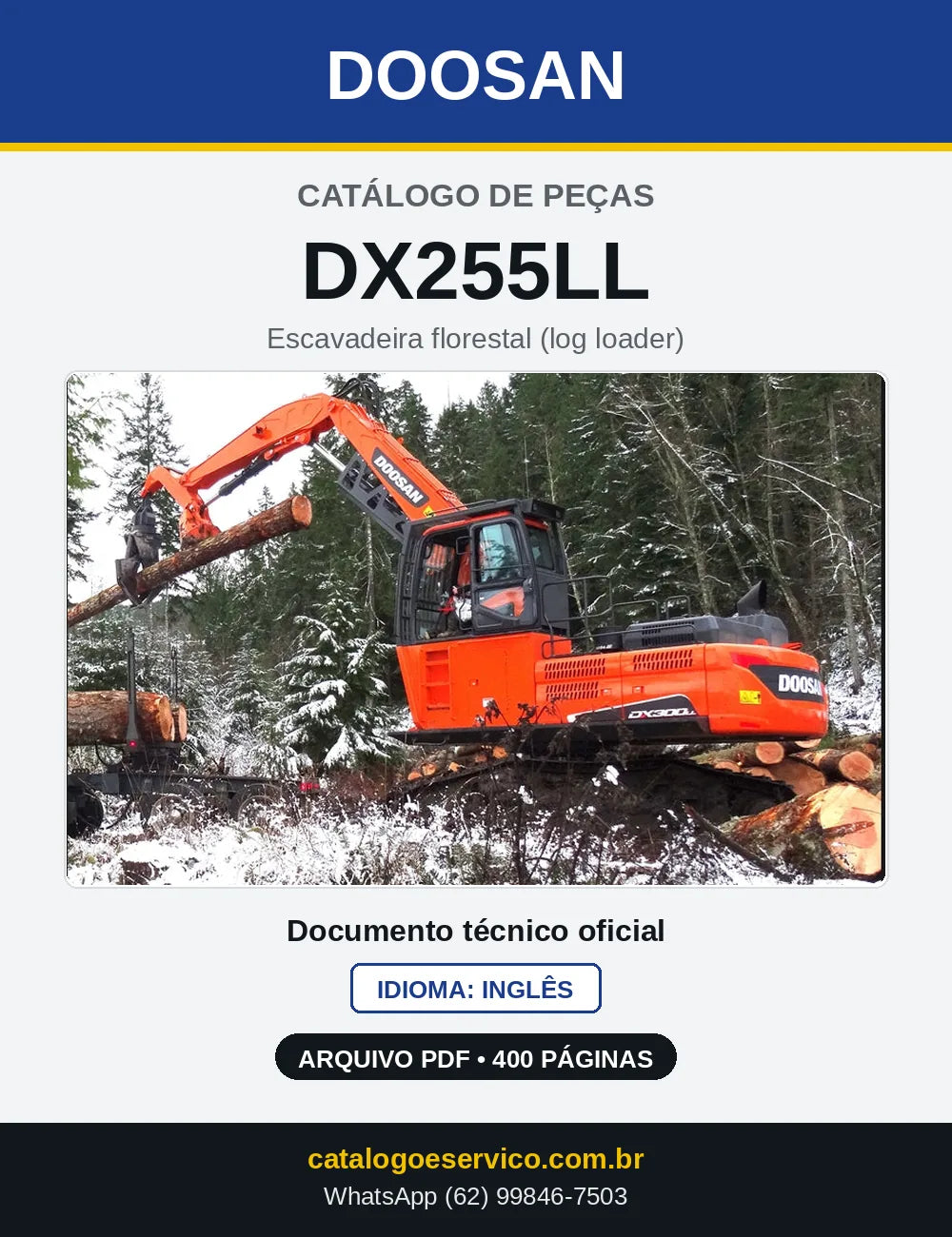 Capa do Catálogo de Peças Doosan DX255LL em PDF
