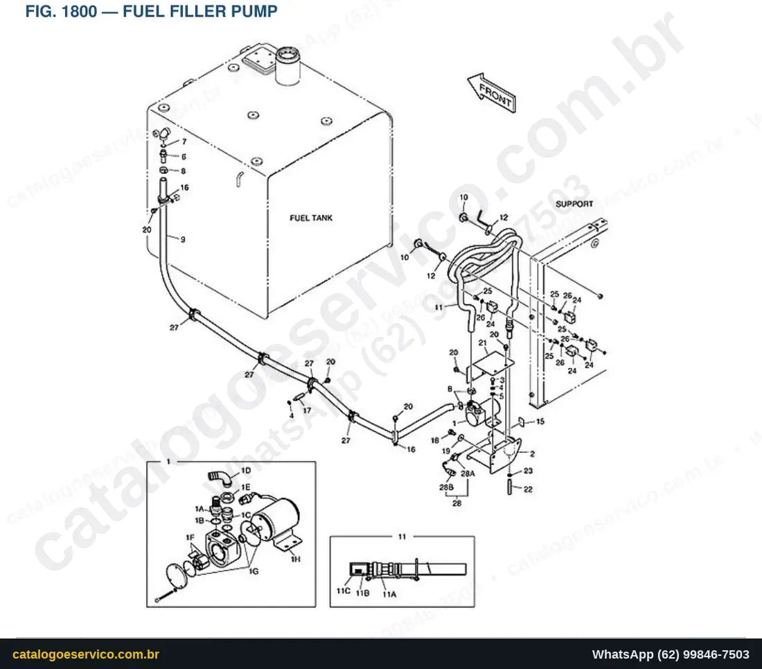 Vista explodida Fuel Filler Pump - Catálogo de Peças Doosan DX300LC (DIEU EXP)