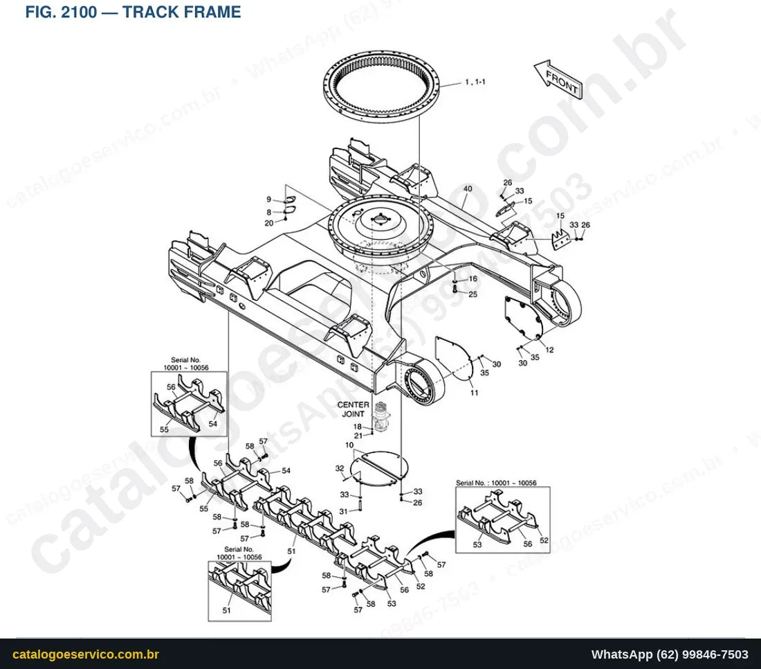 Vista explodida Track Frame - Catálogo de Peças Doosan DX300LL-5