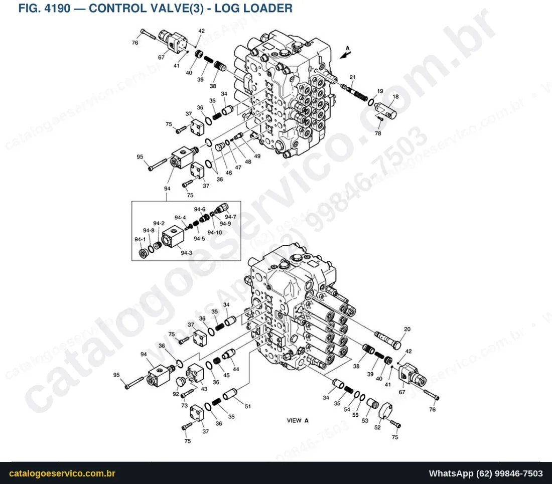 Vista explodida Control Valve(3) - Log Loader - Catálogo de Peças Doosan DX300LL-5