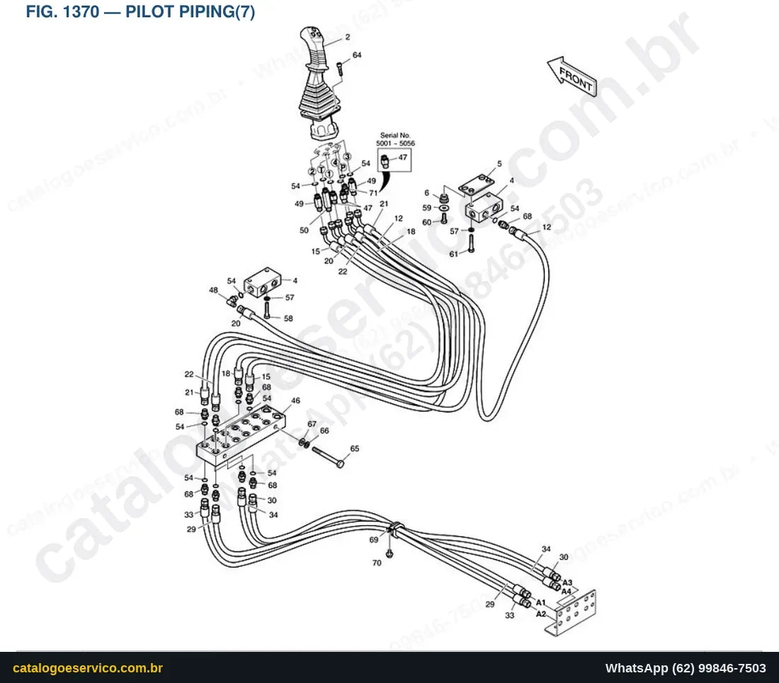 Vista explodida Pilot Piping(7) - Catálogo de Peças Doosan DX300LL