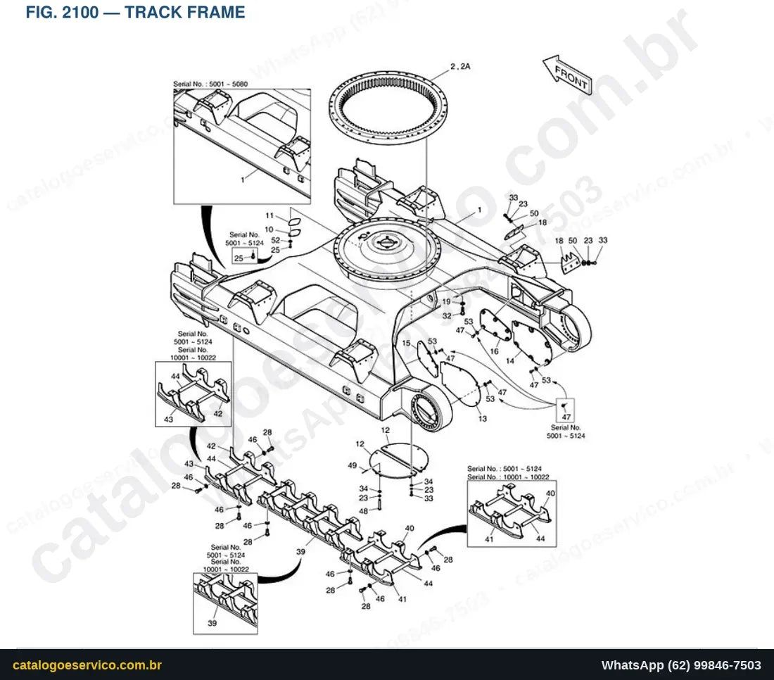 Vista explodida Track Frame - Catálogo de Peças Doosan DX300LL