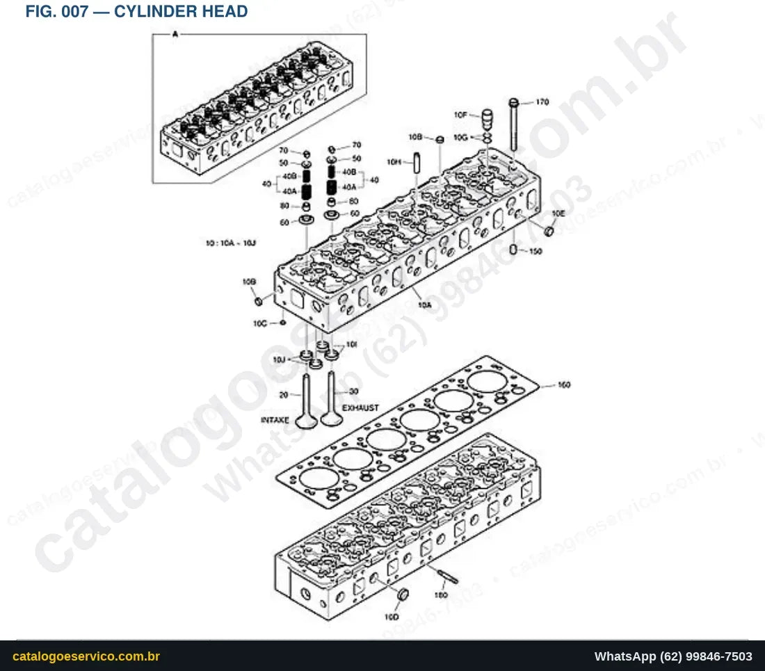 Vista explodida Cylinder Head - Catálogo de Peças Doosan DX340LC