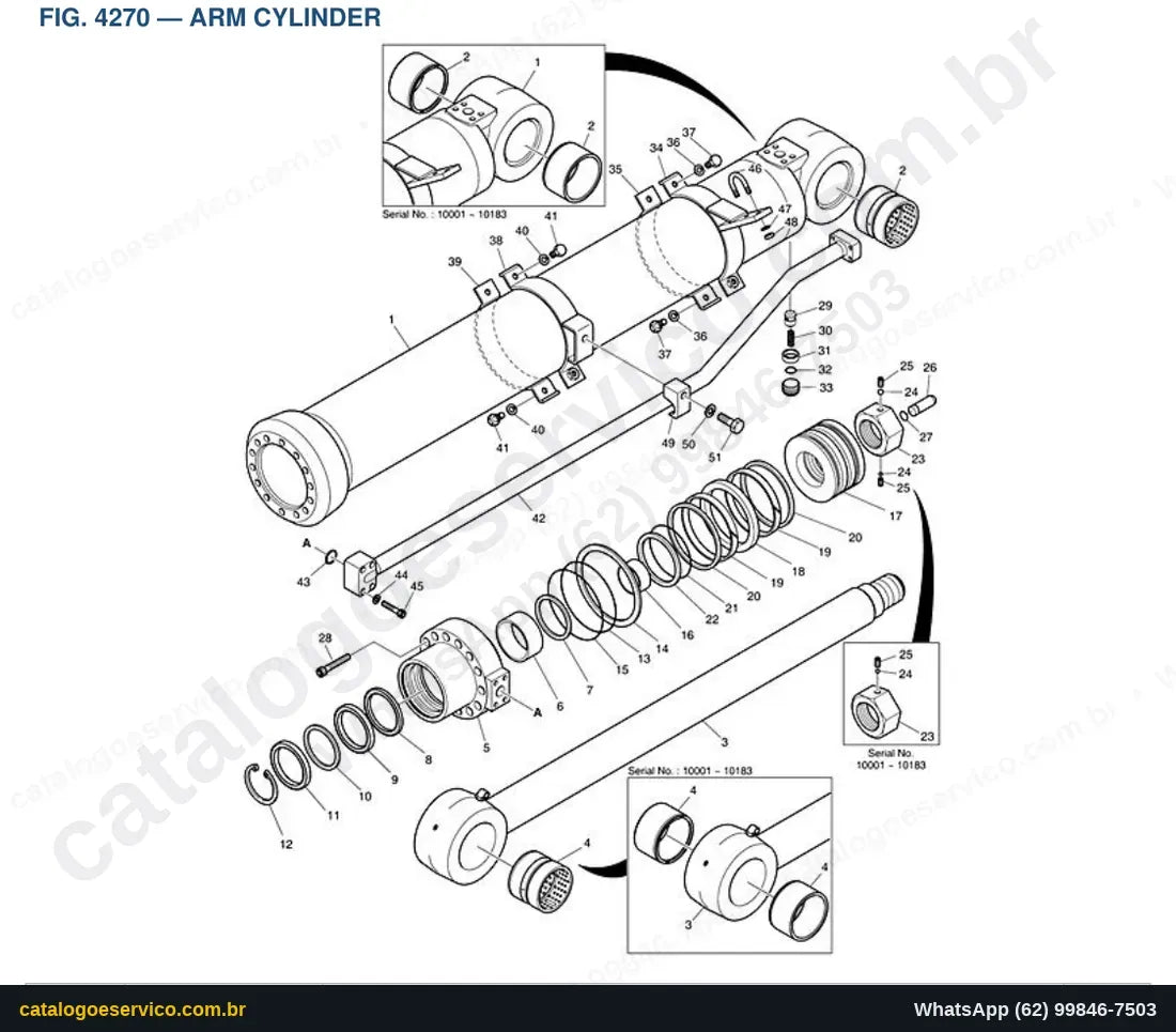 Vista explodida Arm Cylinder - Catálogo de Peças Doosan DX350LC-3