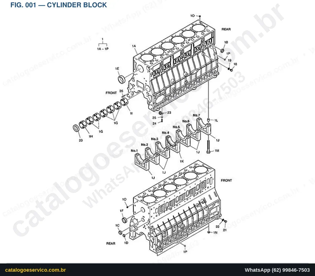 Vista explodida Cylinder Block - Catálogo de Peças Doosan DX380LC-3