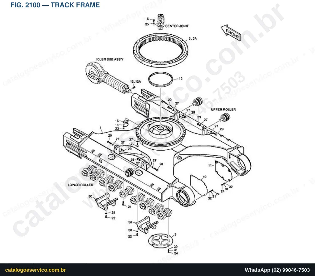 Vista explodida Track Frame - Catálogo de Peças Doosan DX380LC