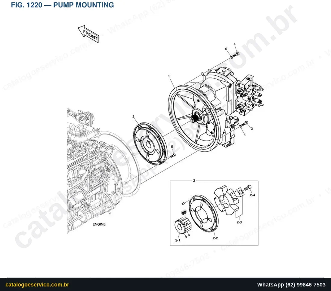 Vista explodida Pump Mounting - Catálogo de Peças Doosan DX380LL-5