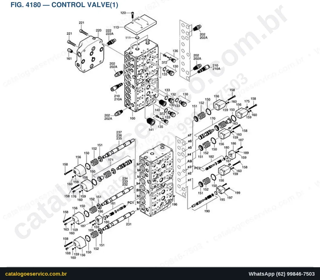 Vista explodida Control Valve(1) - Catálogo de Peças Doosan DX400LC-5
