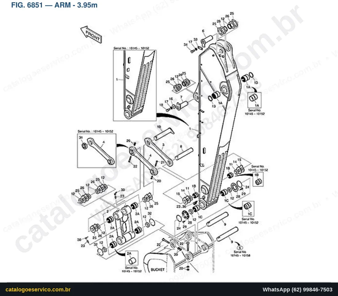 Vista explodida Arm - 3.95M - Catálogo de Peças Doosan DX420LC