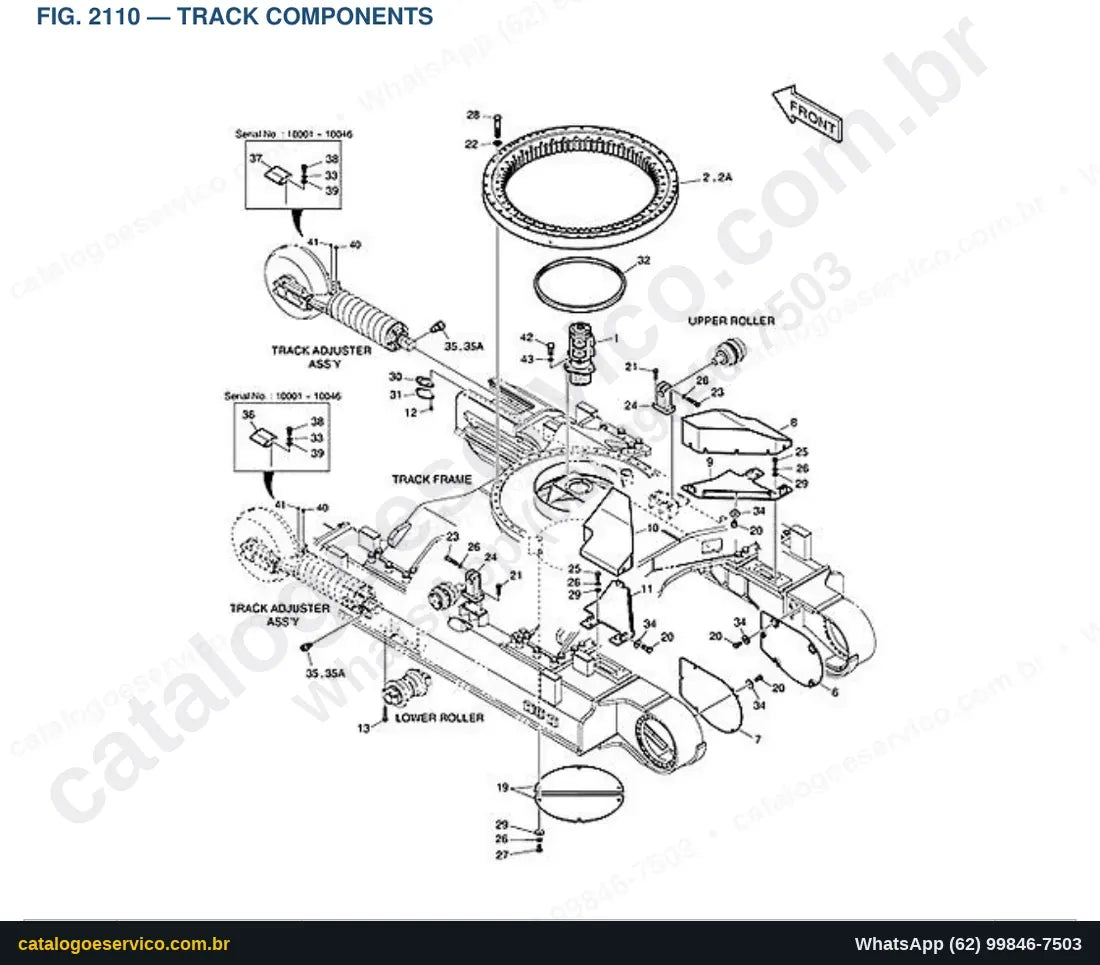 Vista explodida Track Components - Catálogo de Peças Doosan DX480LCA