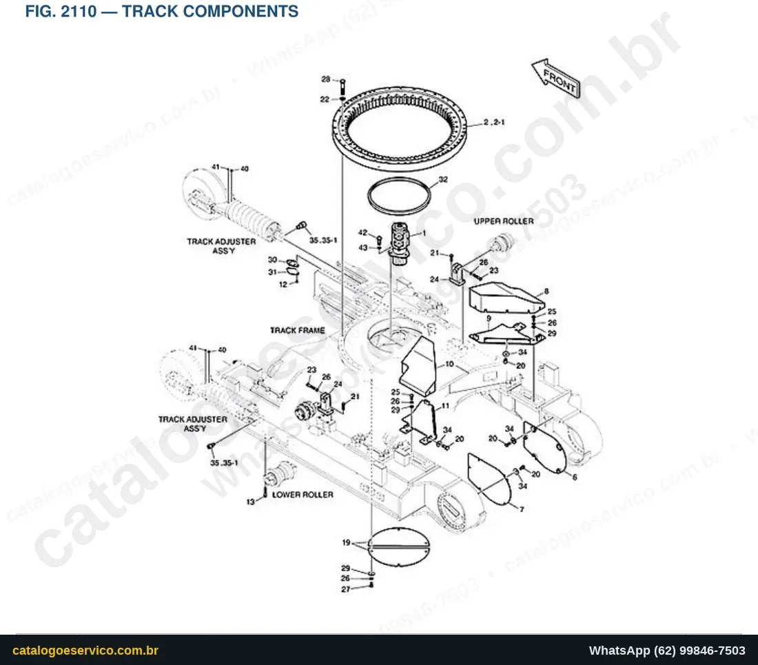 Vista explodida Track Components - Catálogo de Peças Doosan DX490LC-5