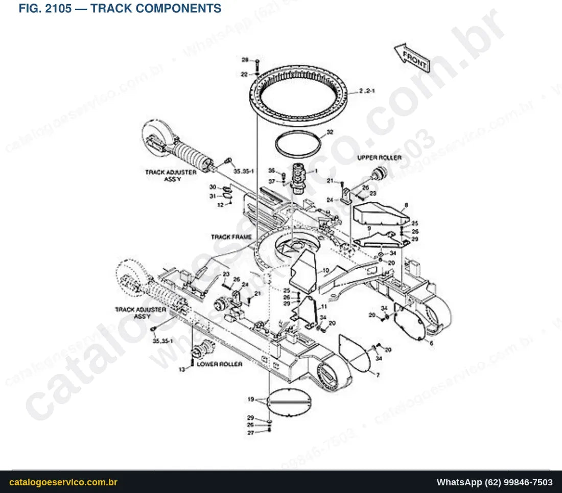 Vista explodida Track Components - Catálogo de Peças Doosan DX520LC