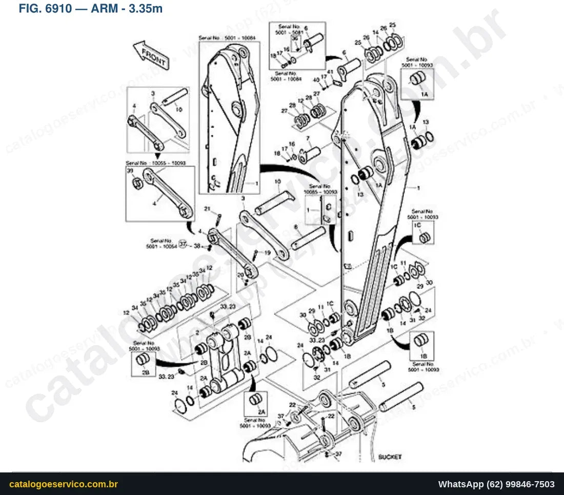 Vista explodida Arm - 3.35M - Catálogo de Peças Doosan DX520LC