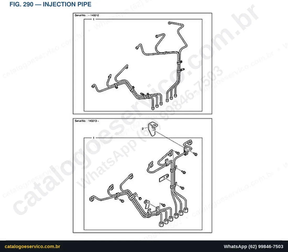 Vista explodida Injection Pipe - Catálogo de Peças Doosan DX520LCA