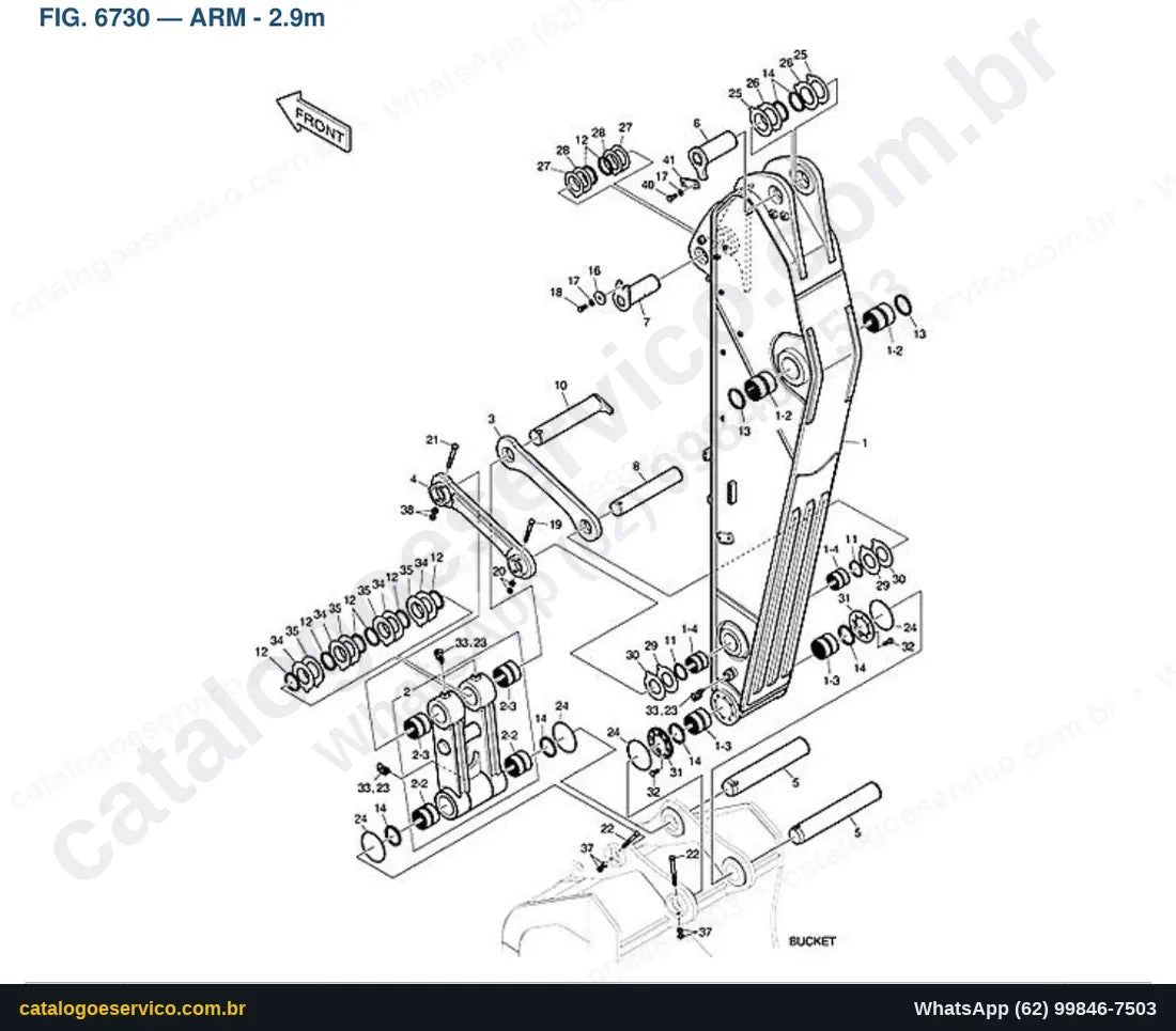 Vista explodida Arm - 2.9M - Catálogo de Peças Doosan DX530LC-5