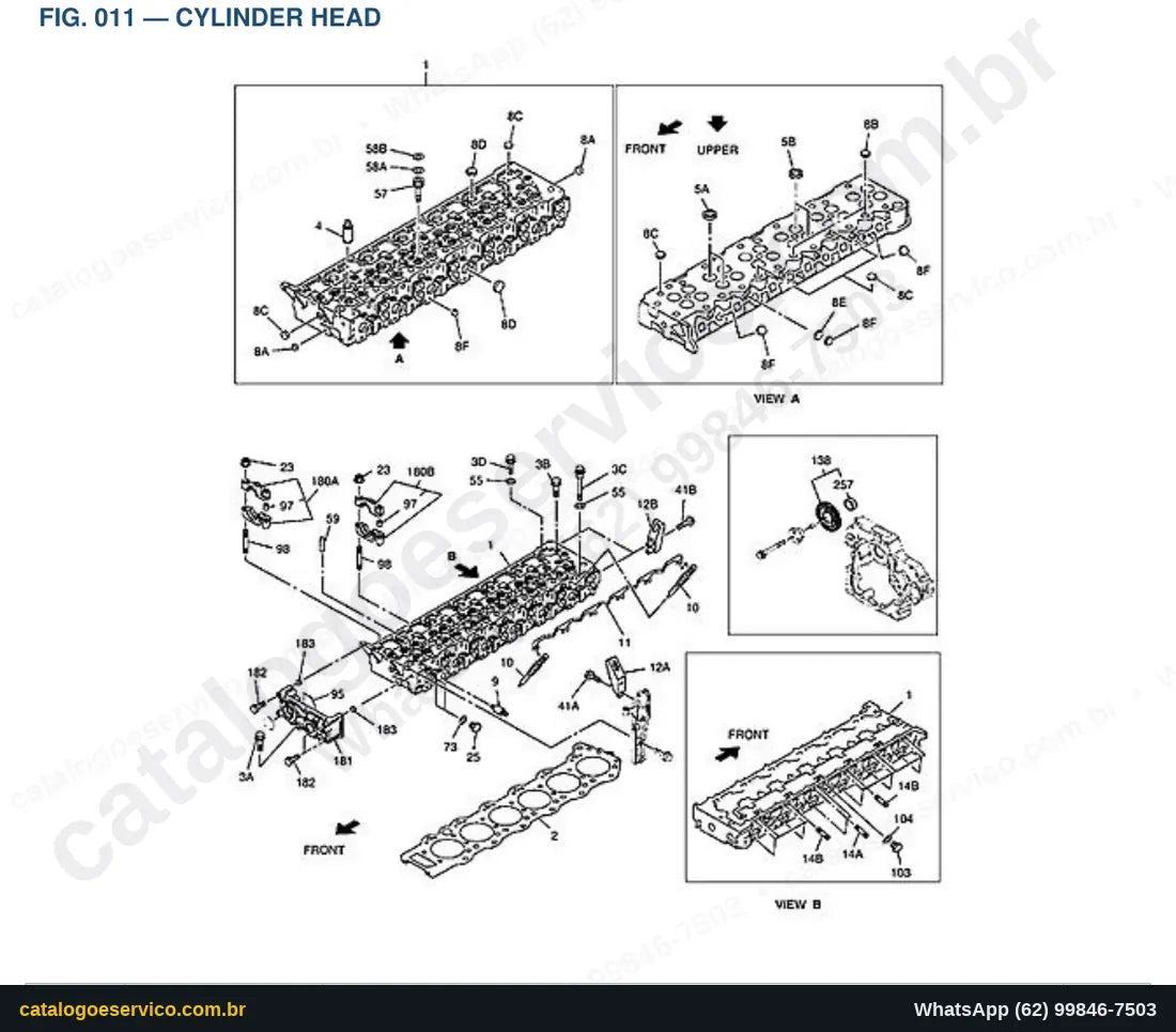 Vista explodida Cylinder Head - Catálogo de Peças Doosan DX700LC