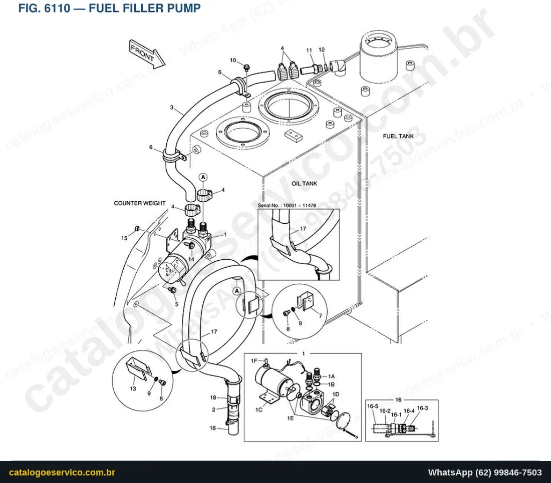 Vista explodida Fuel Filler Pump - Catálogo de Peças Doosan E60