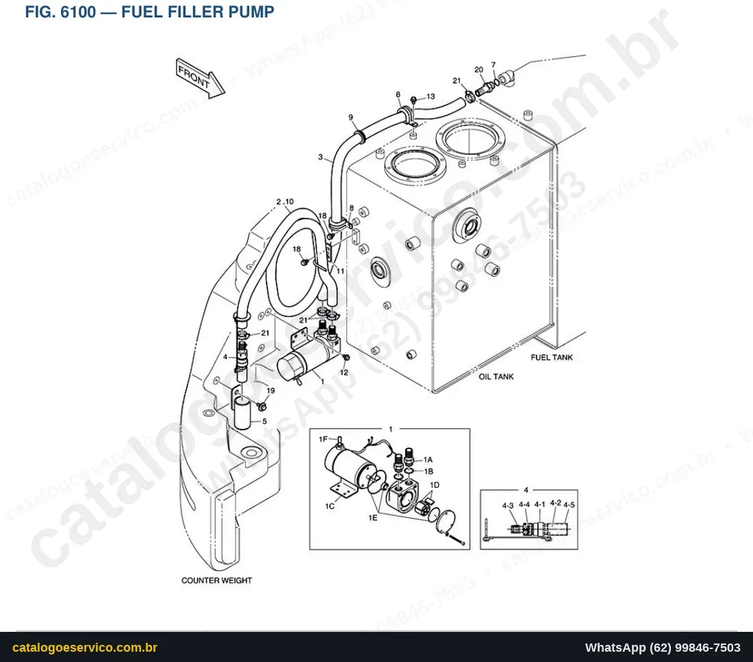Vista explodida Fuel Filler Pump - Catálogo de Peças Doosan E85