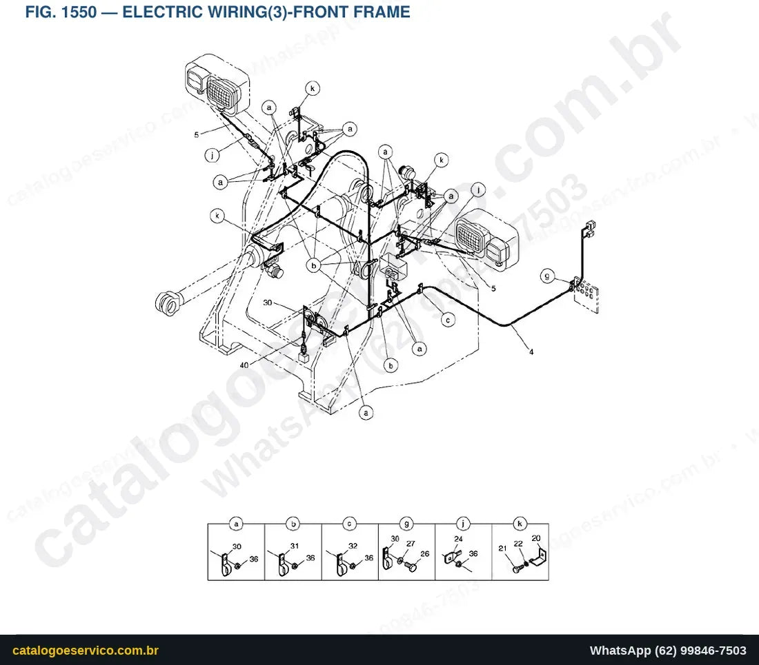 Vista explodida Electric Wiring(3)-Front Frame - Catálogo de Peças Doosan Mega 160TC