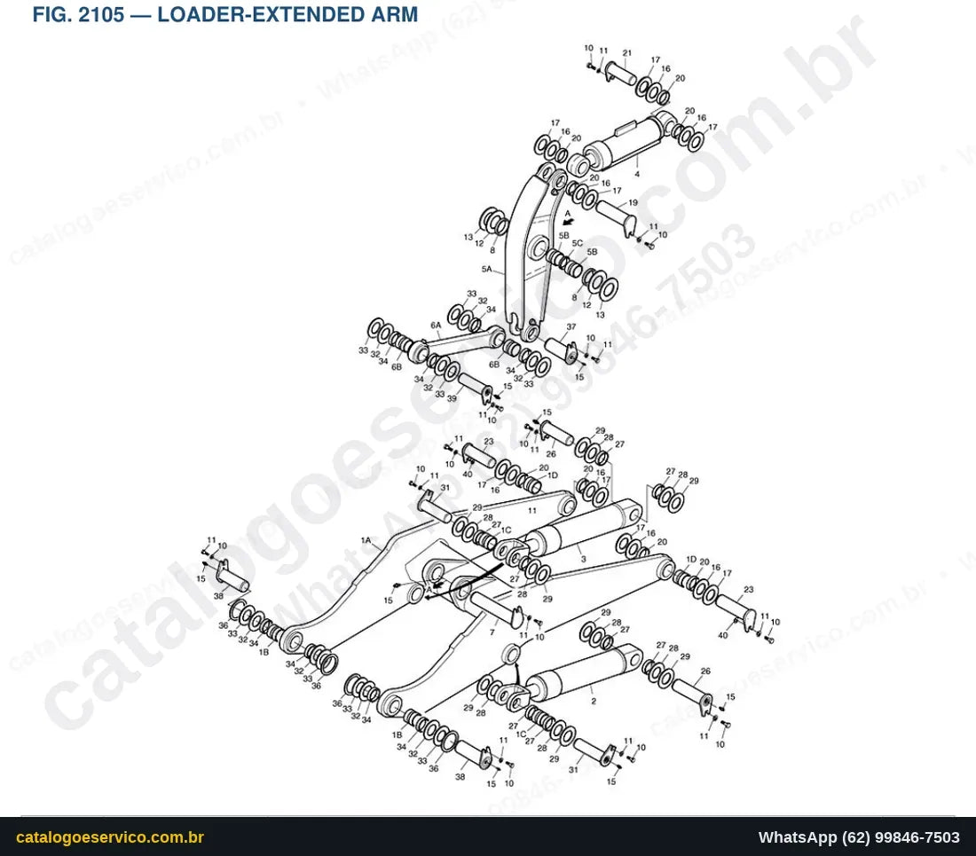 Vista explodida Loader-Extended Arm - Catálogo de Peças Doosan Mega 200-III
