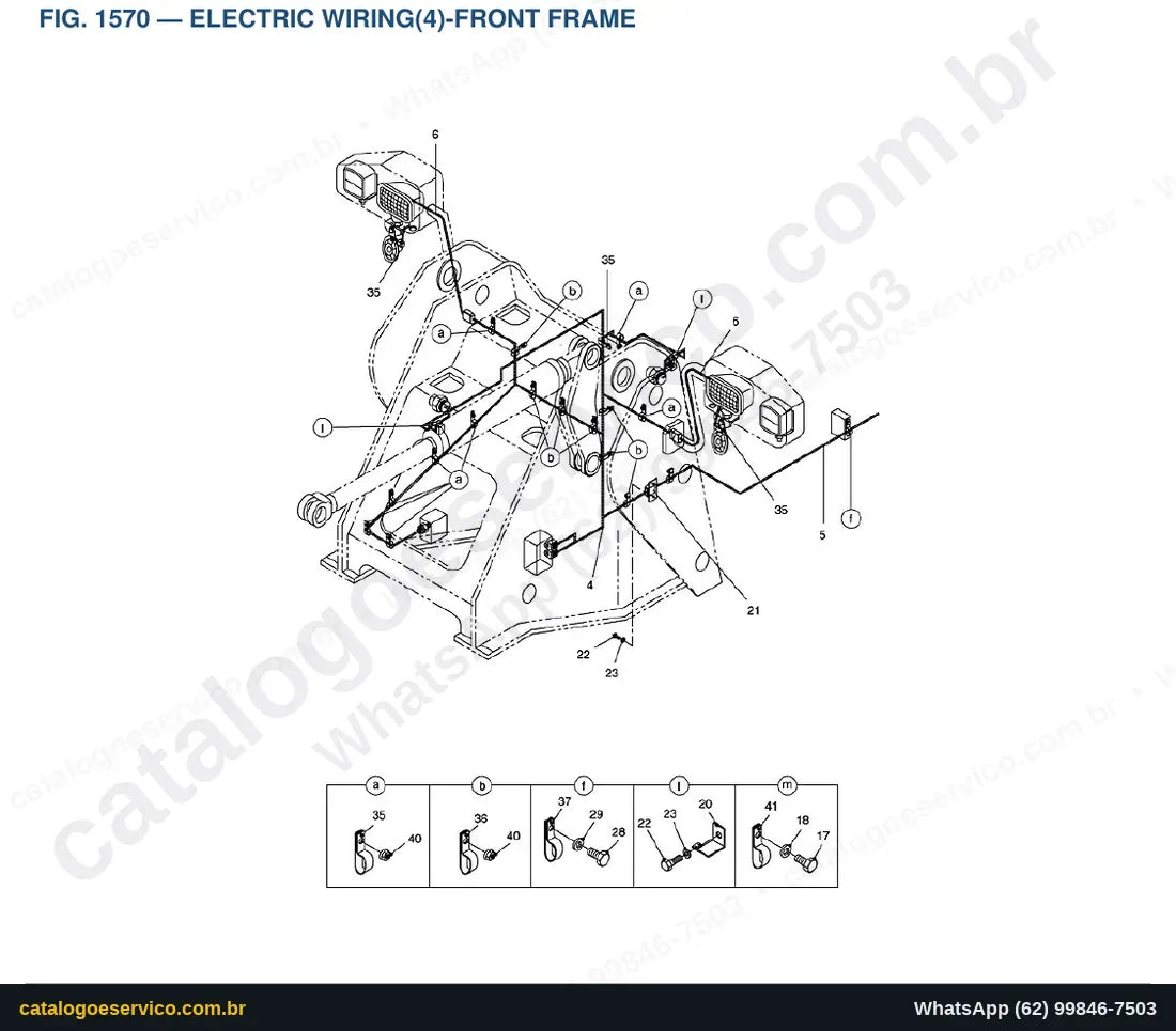 Vista explodida Electric Wiring(4)-Front Frame - Catálogo de Peças Doosan Mega 200TC-III
