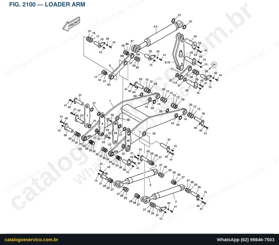 Vista explodida Loader Arm - Catálogo de Peças Doosan Mega 200TC-V