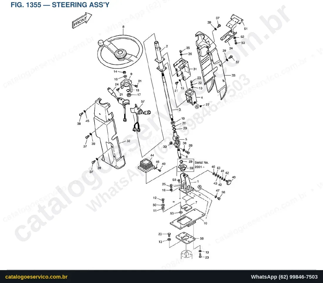 Vista explodida Steering Ass'Y - Catálogo de Peças Doosan Mega 250-V Tier II