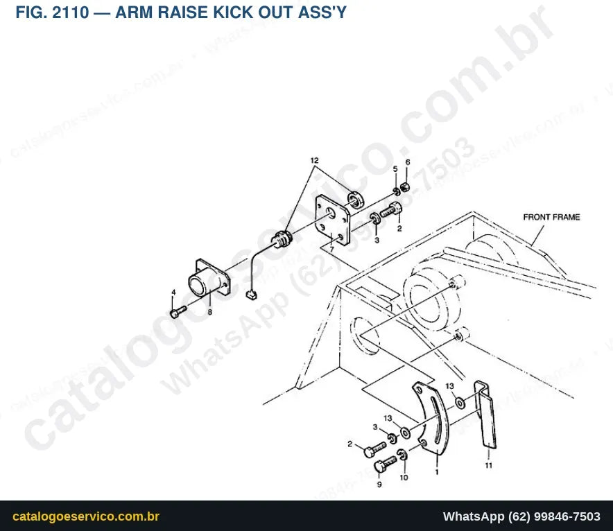 Vista explodida Arm Raise Kick Out Ass'Y - Catálogo de Peças Doosan Mega 300-III