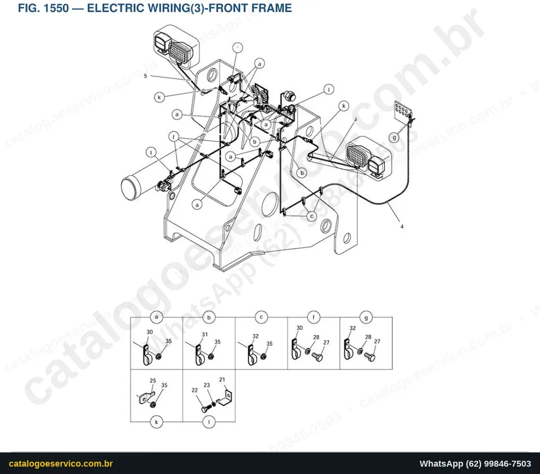 Vista explodida Electric Wiring(3)-Front Frame - Catálogo de Peças Doosan Mega 300-V