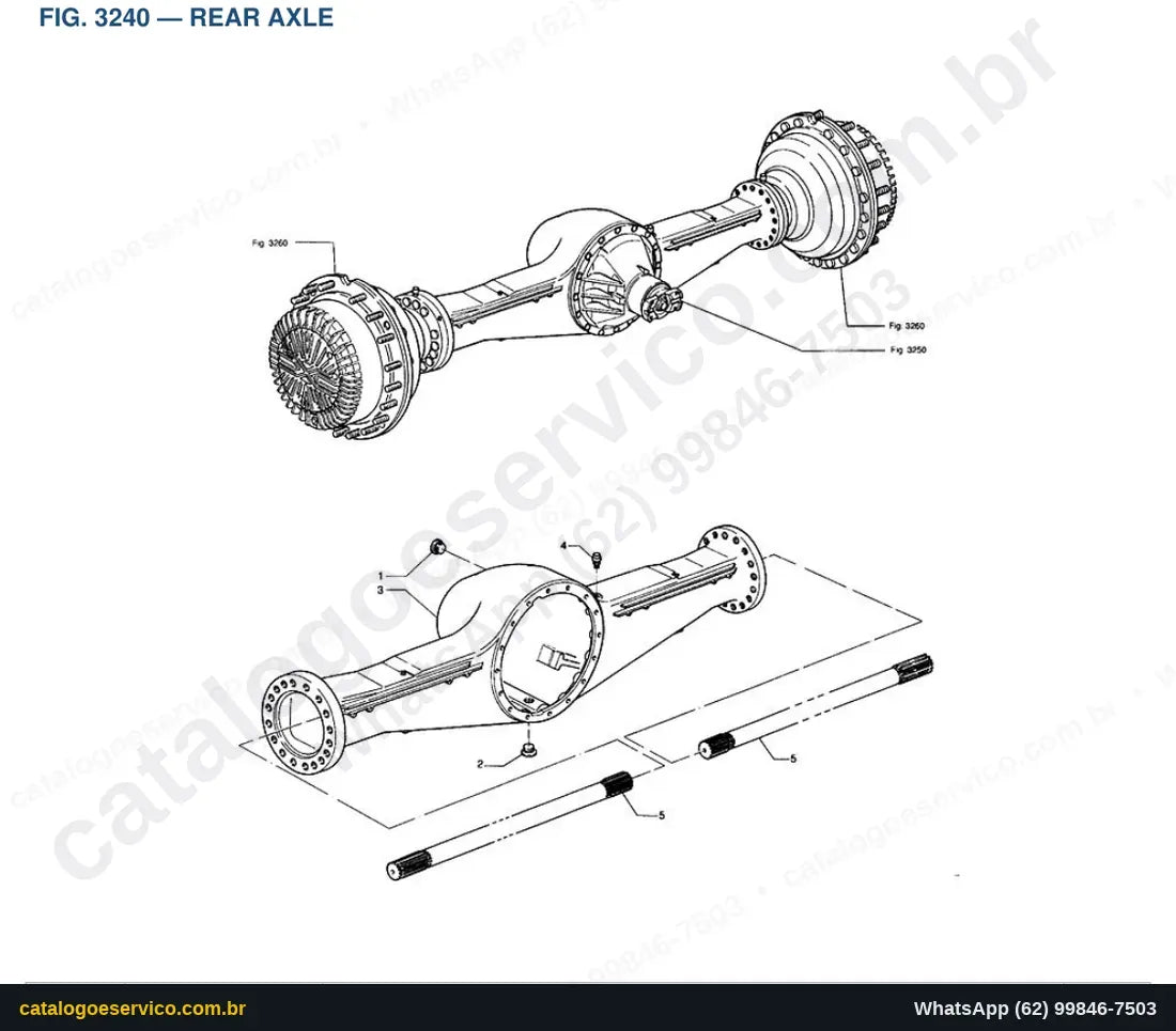 Vista explodida Rear Axle - Catálogo de Peças Doosan Mega 400-III Plus