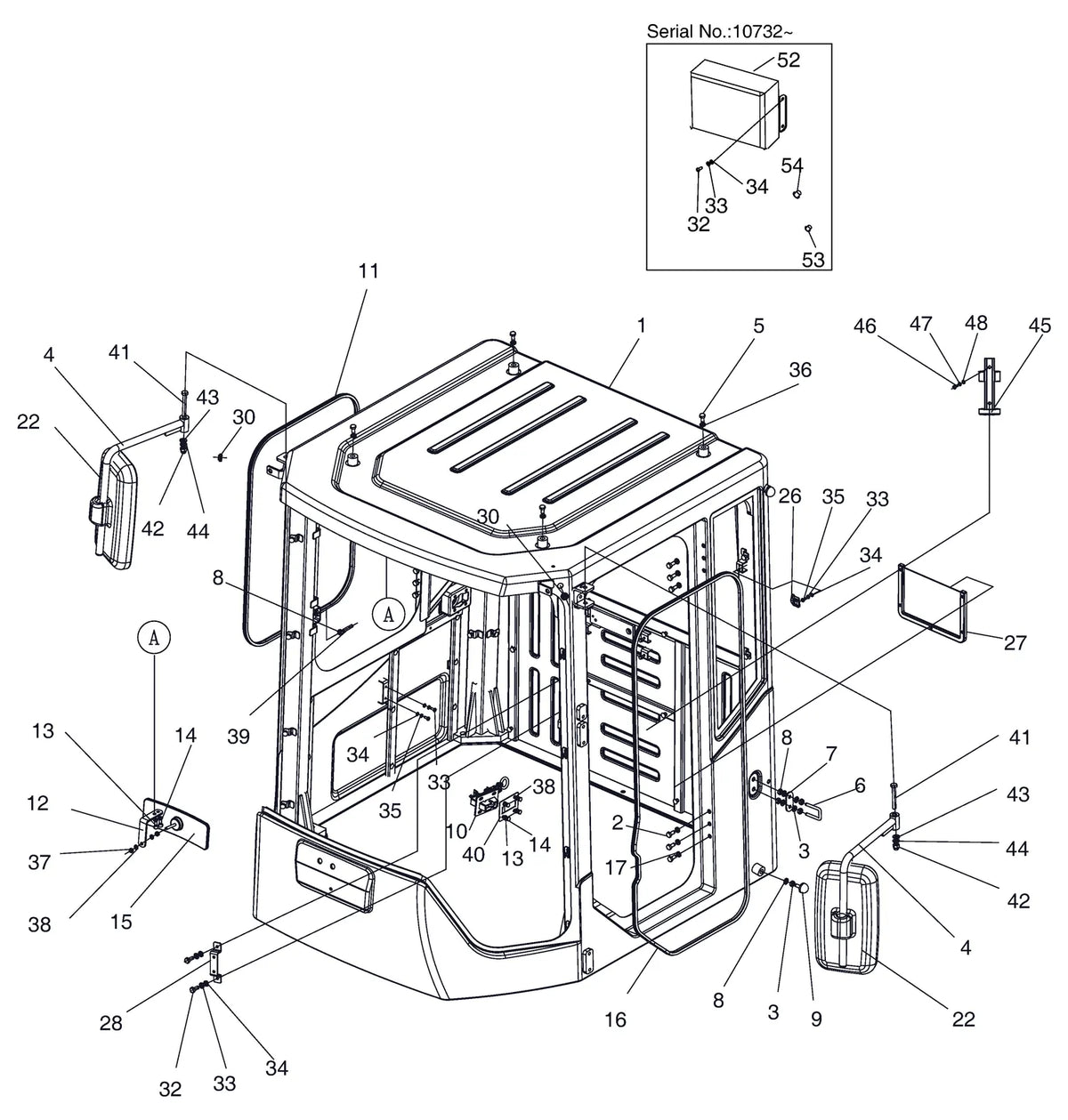 Estrutura e componentes da cabine — Catálogo de Peças Doosan SD300