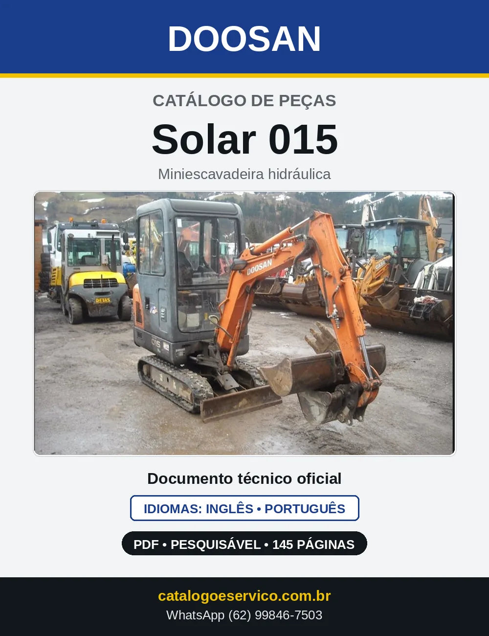 Capa do Catálogo de Peças Doosan Solar 015 em PDF, inglês e português
