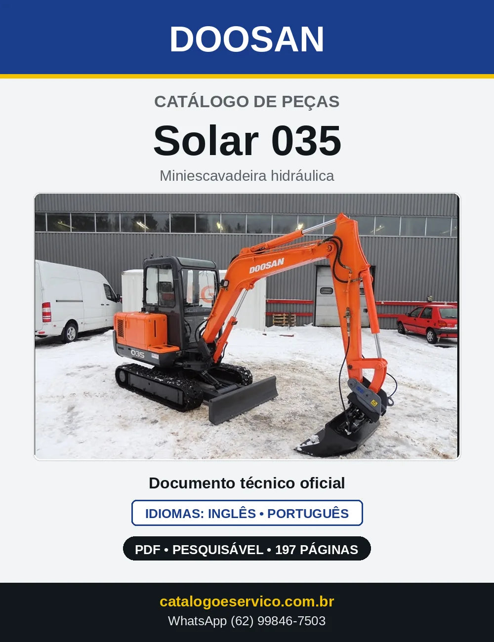 Capa do Catálogo de Peças Doosan Solar 035 em PDF, inglês e português