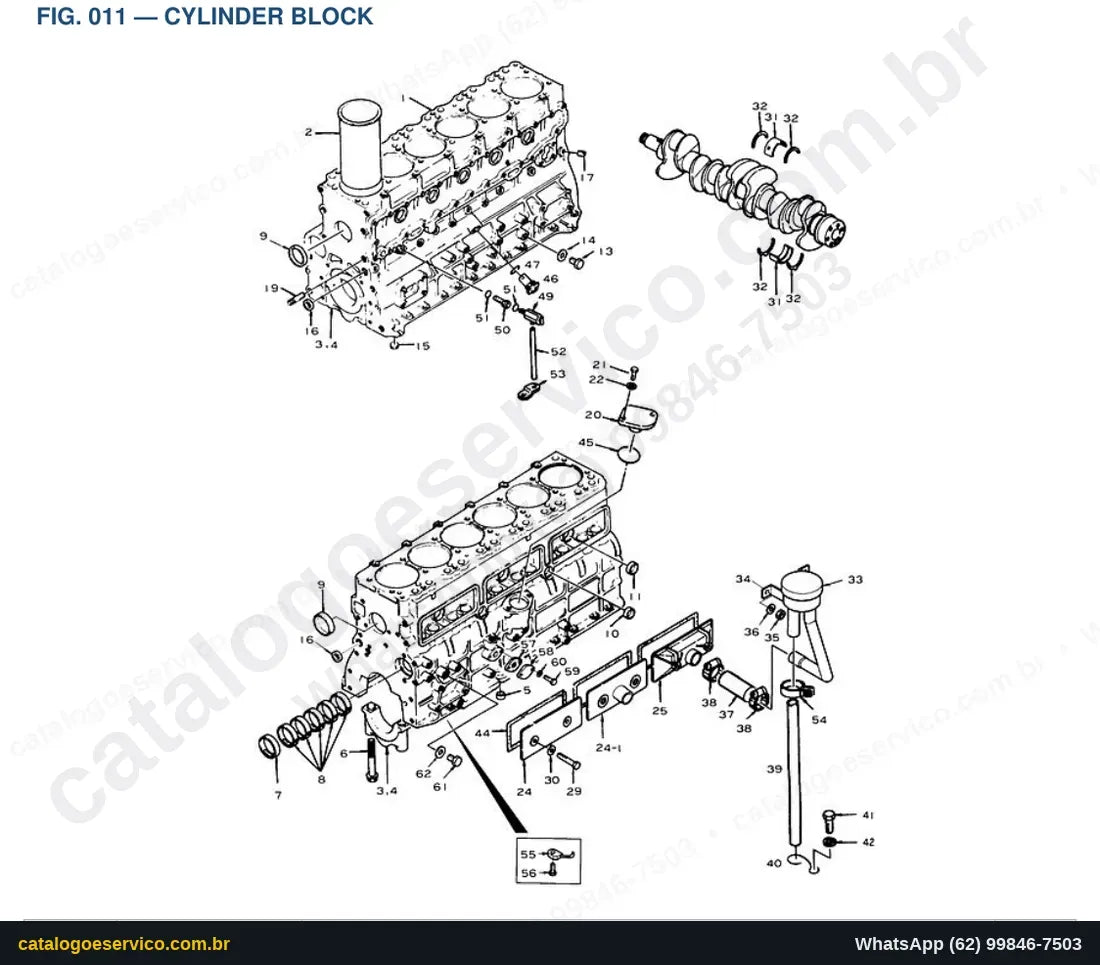 Vista explodida Cylinder Block - Catálogo de Peças Doosan Solar 130W-III