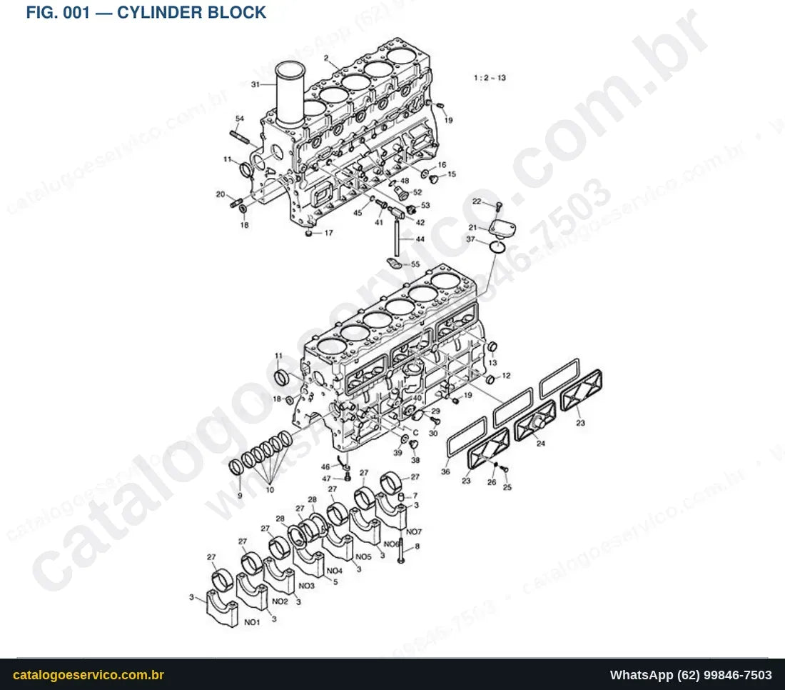 Vista explodida Cylinder Block - Catálogo de Peças Doosan Solar 130W-V (2)