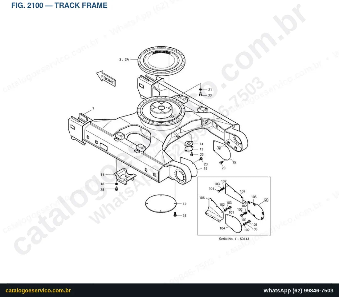 Vista explodida Track Frame - Catálogo de Peças Doosan Solar 150LC-V