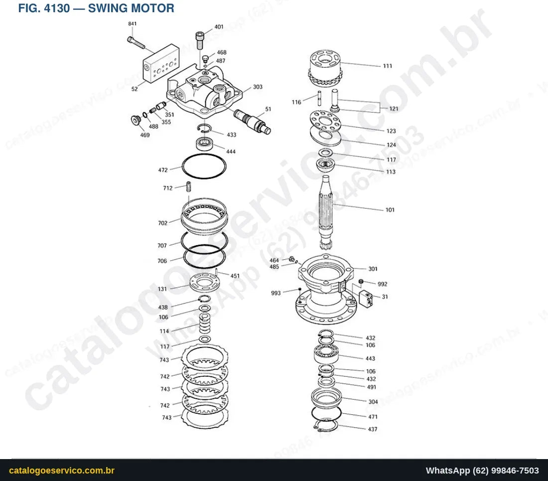 Vista explodida Swing Motor - Catálogo de Peças Doosan Solar 150LC-V