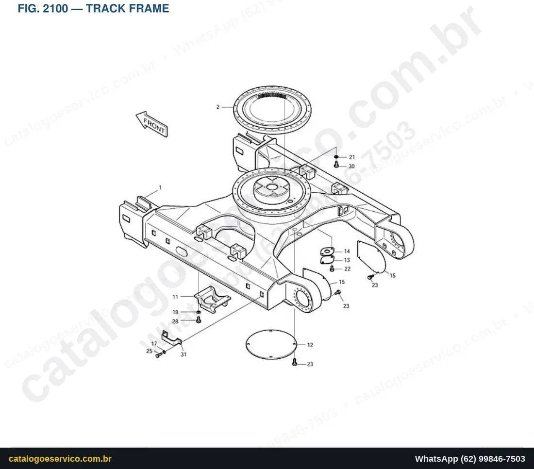 Vista explodida Track Frame - Catálogo de Peças Doosan Solar 155LC-V