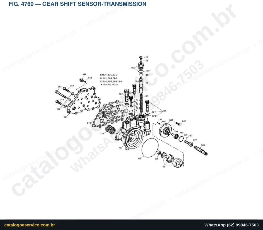 Vista explodida Gear Shift Sensor-Transmission - Catálogo de Peças Doosan Solar 160W-V
