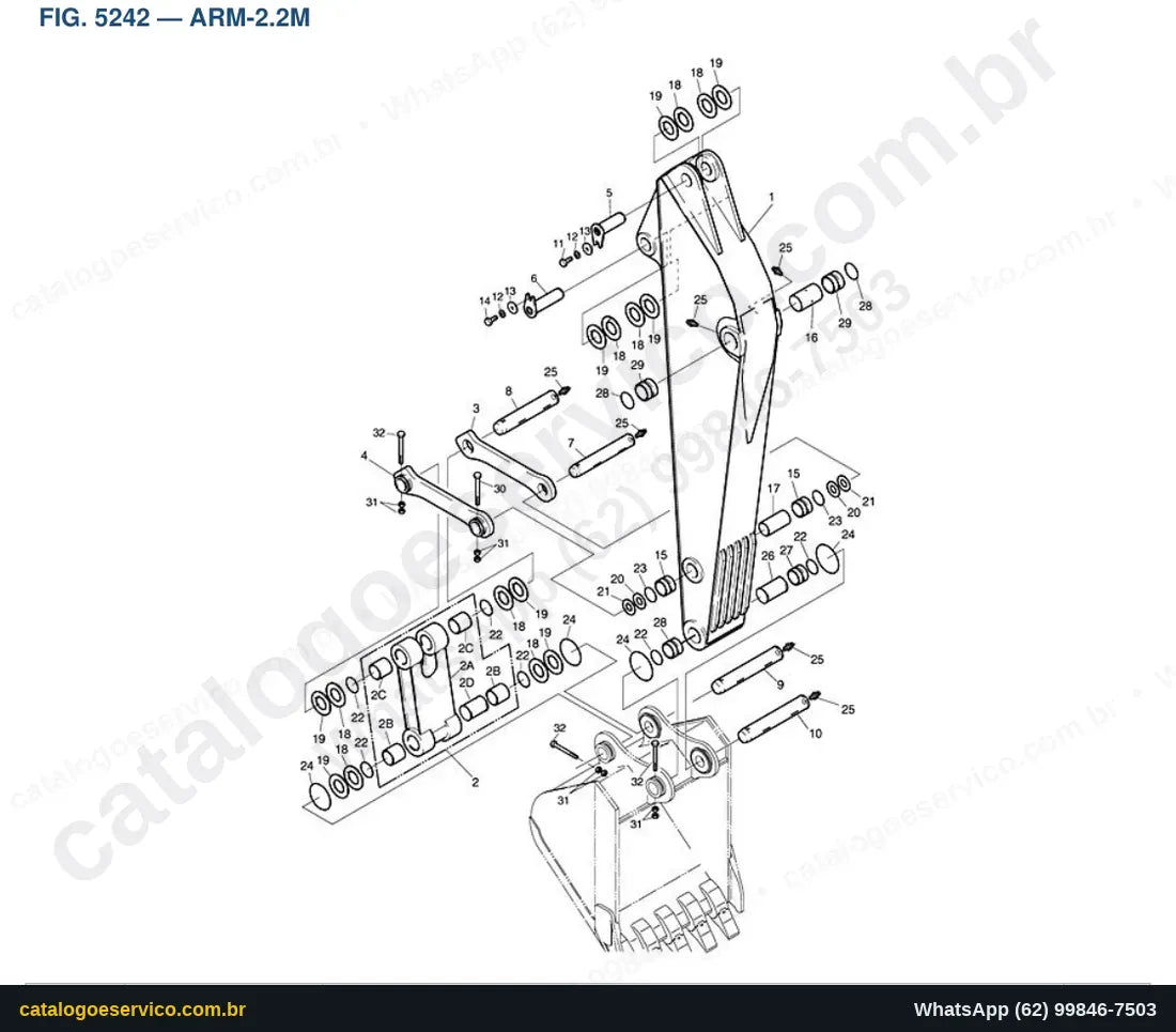 Vista explodida Arm-2.2M - Catálogo de Peças Doosan Solar 200W-III