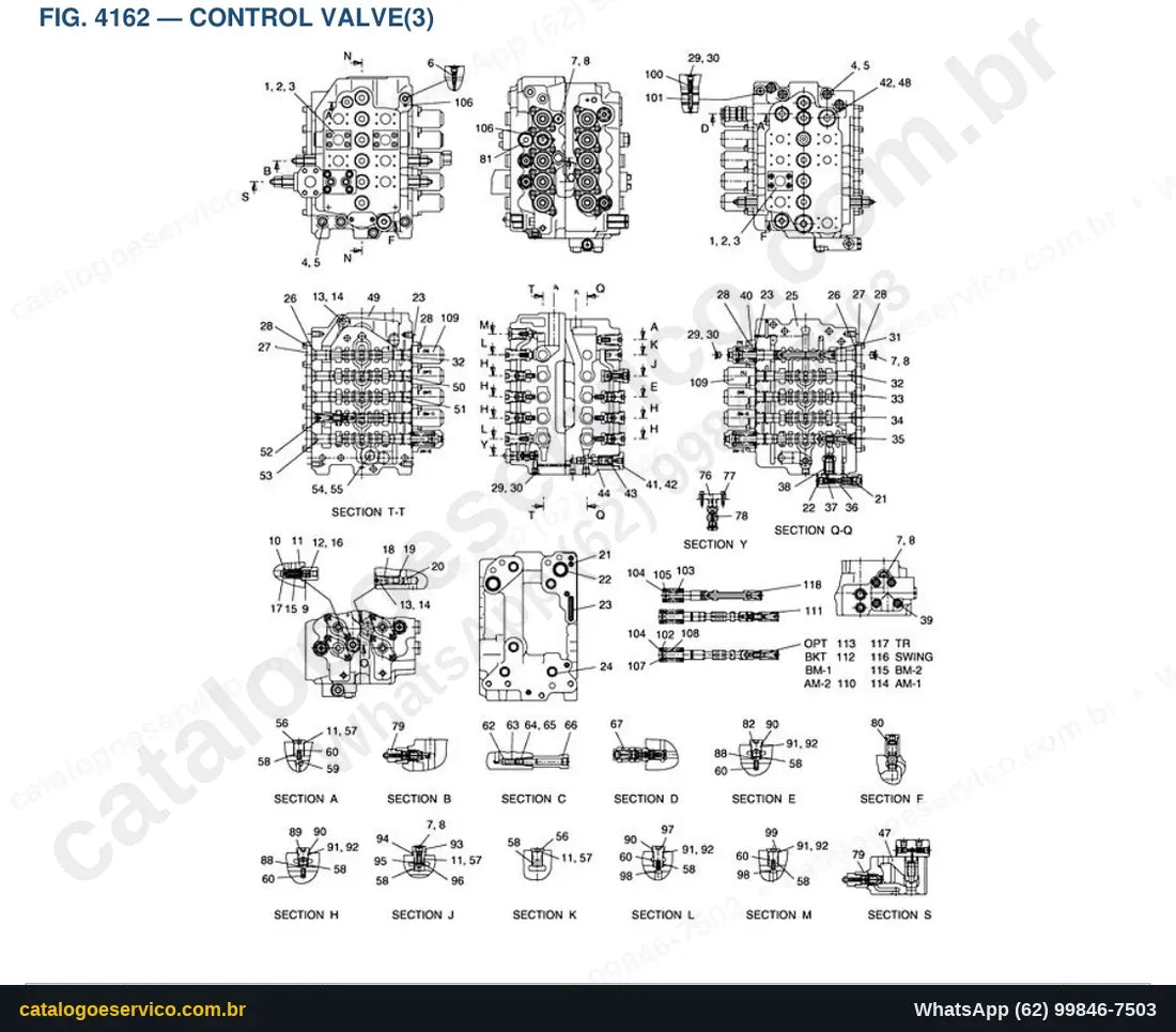 Vista explodida Control Valve(3) - Catálogo de Peças Doosan Solar 220LC-V (DI EXP)