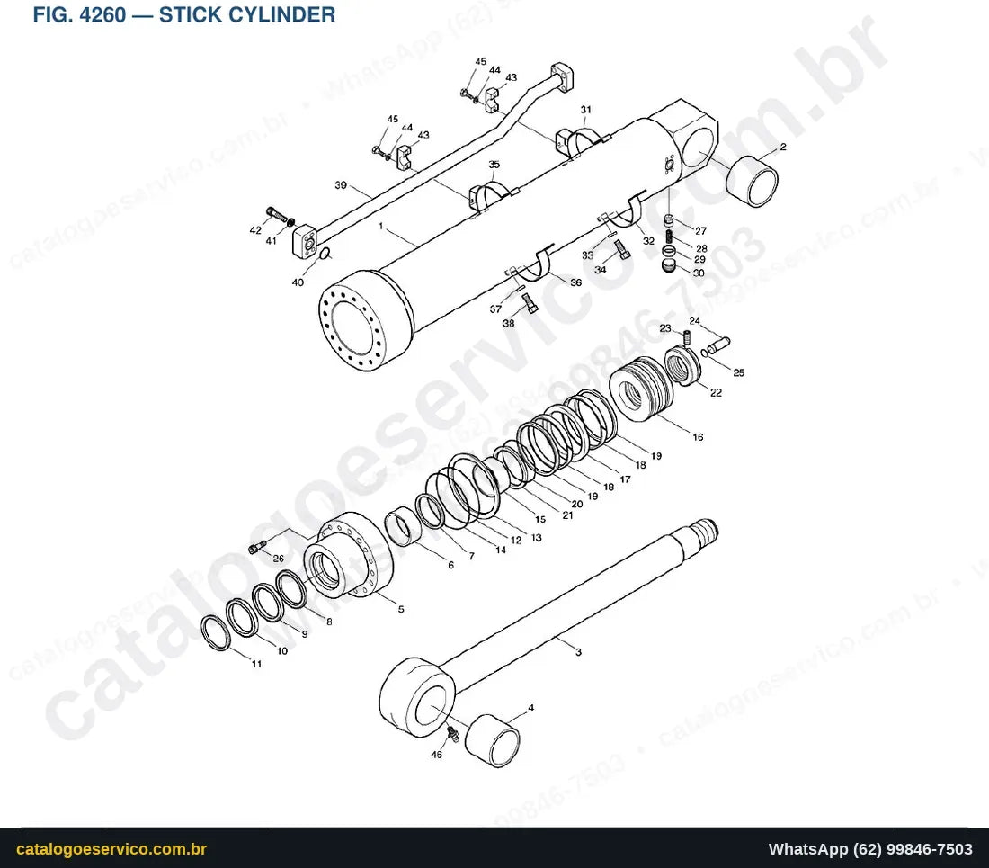 Vista explodida Stick Cylinder - Catálogo de Peças Doosan Solar 225LL