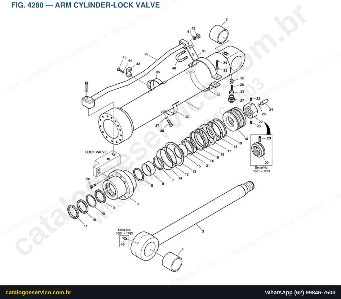 Vista explodida Arm Cylinder-Lock Valve - Catálogo de Peças Doosan Solar 225NLC-V