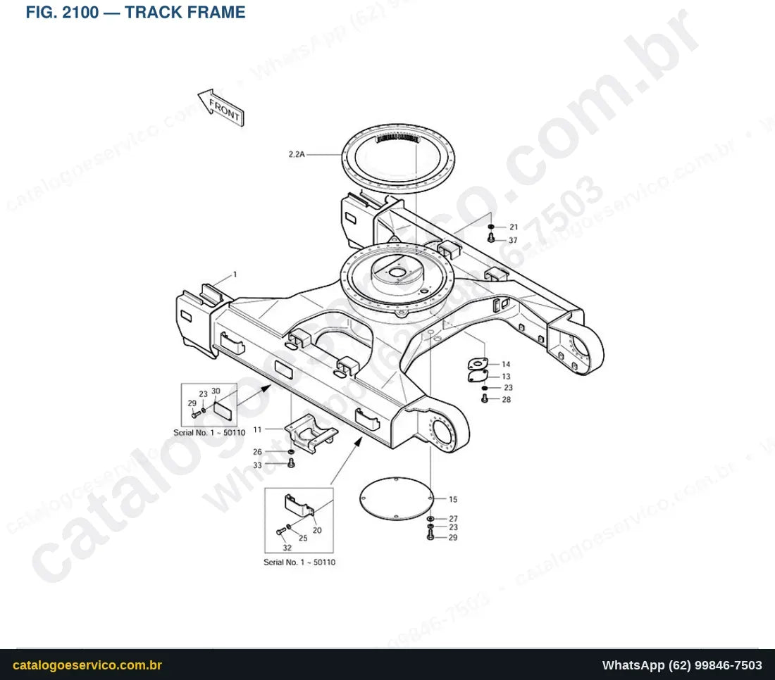Vista explodida Track Frame - Catálogo de Peças Doosan Solar 290LC-V (DIEU EXP)